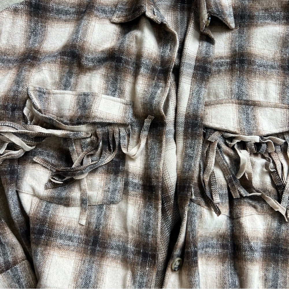 Plaid Fringe Button-Up jacket - Picture 2 of 3